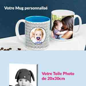 Échantillon gratuit pour bébé (mug, toile ou livre personnalisé)